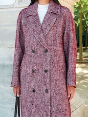 Ro&Zo Pink Petite Herringbone Cocoon Coat With Wool - Image 2 of 7