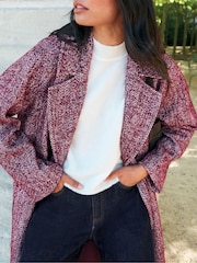 Ro&Zo Pink Petite Herringbone Cocoon Coat With Wool - Image 3 of 7