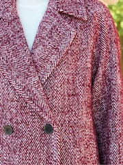 Ro&Zo Pink Petite Herringbone Cocoon Coat With Wool - Image 4 of 7