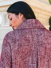 Ro&Zo Pink Petite Herringbone Cocoon Coat With Wool - Image 7 of 7