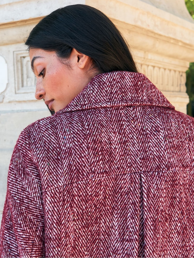 Ro&Zo Pink Petite Herringbone Cocoon Coat With Wool - Image 7 of 7