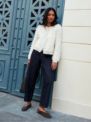 Ro&Zo White Loop Knit Wool Blend Jacket - Image 4 of 7