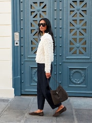 Ro&Zo White Loop Knit Wool Blend Jacket - Image 6 of 7