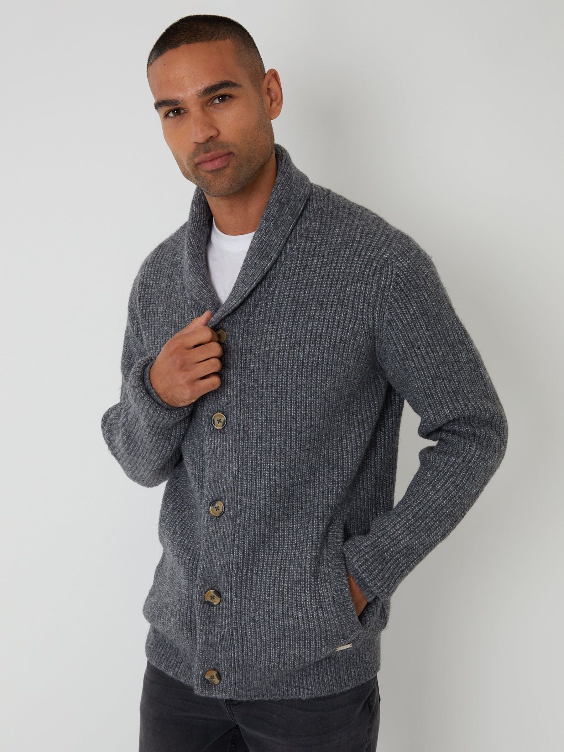 Threadbare Men's Grey Shawl Cardigan In | : 2XL - Image 1