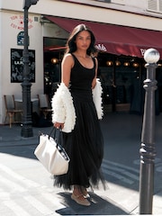 Ro&Zo Black Petite Tulle Shirred Waist Skirt - Image 3 of 6