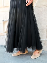 Ro&Zo Black Petite Tulle Shirred Waist Skirt - Image 4 of 6
