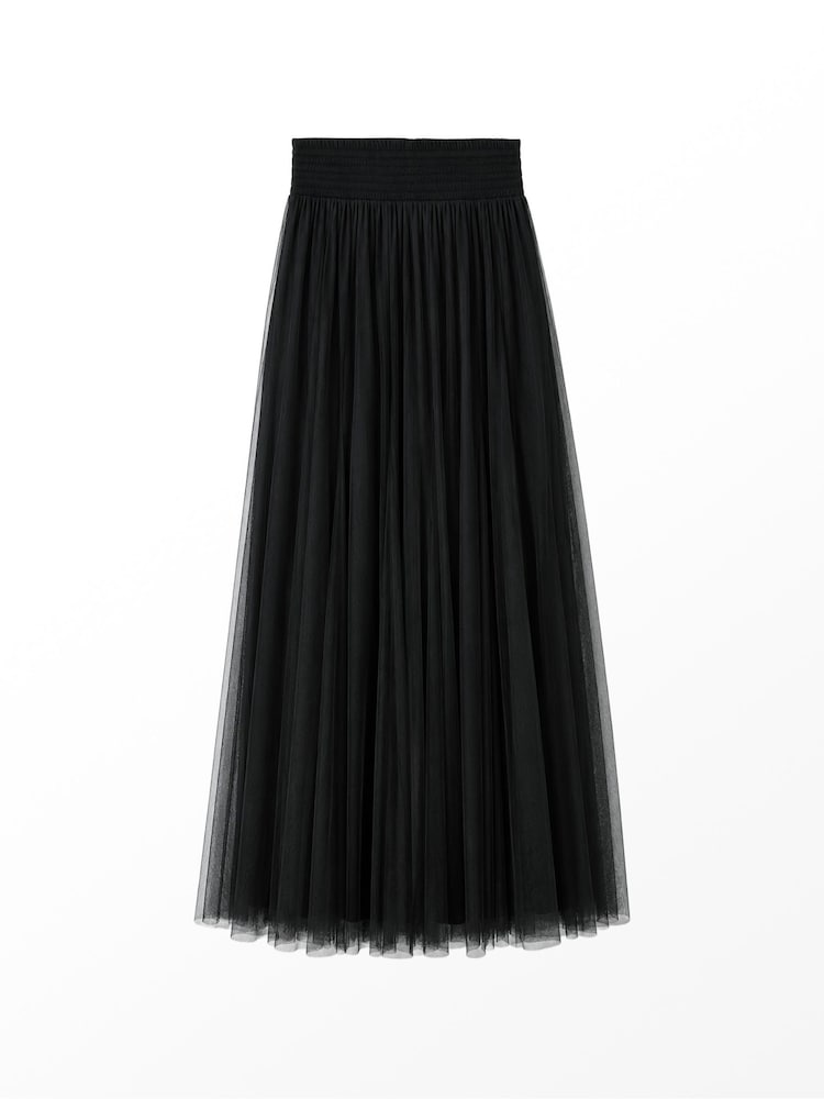Ro&Zo Black Petite Tulle Shirred Waist Skirt - Image 6 of 6