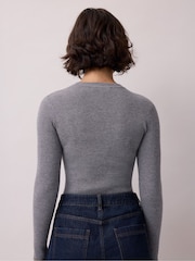 Ro&Zo Grey Rib Knit Henley Bodysuit - Image 2 of 4