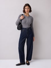 Ro&Zo Grey Rib Knit Henley Bodysuit - Image 3 of 4