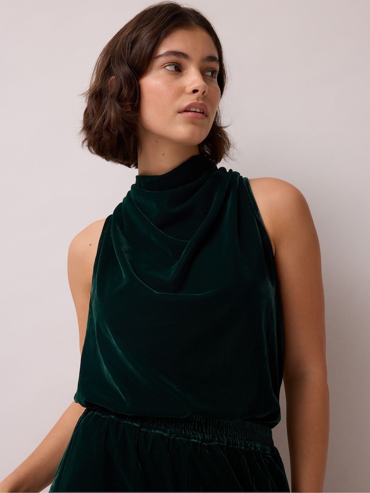 Grün - Ro&Zo Velvet Cowl Top - Bild 1 von 5