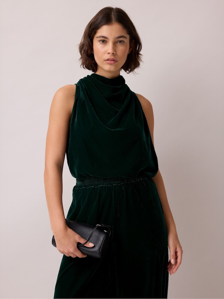 Grün - Ro&Zo Velvet Cowl Top - Bild 2 von 5