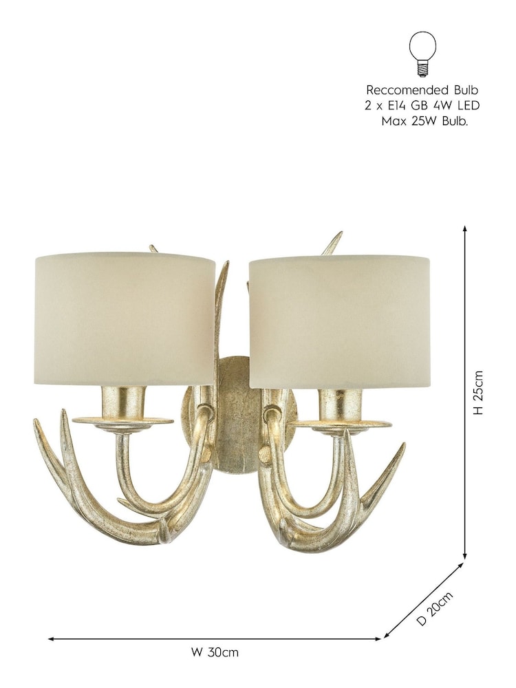 Laura Ashley Gold Mulroy Antler Double Wall Light - Image 5 of 5