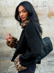 Ro&Zo Animal Leopard Detachable Faux Fur Jacket With Wool - Image 3 of 7