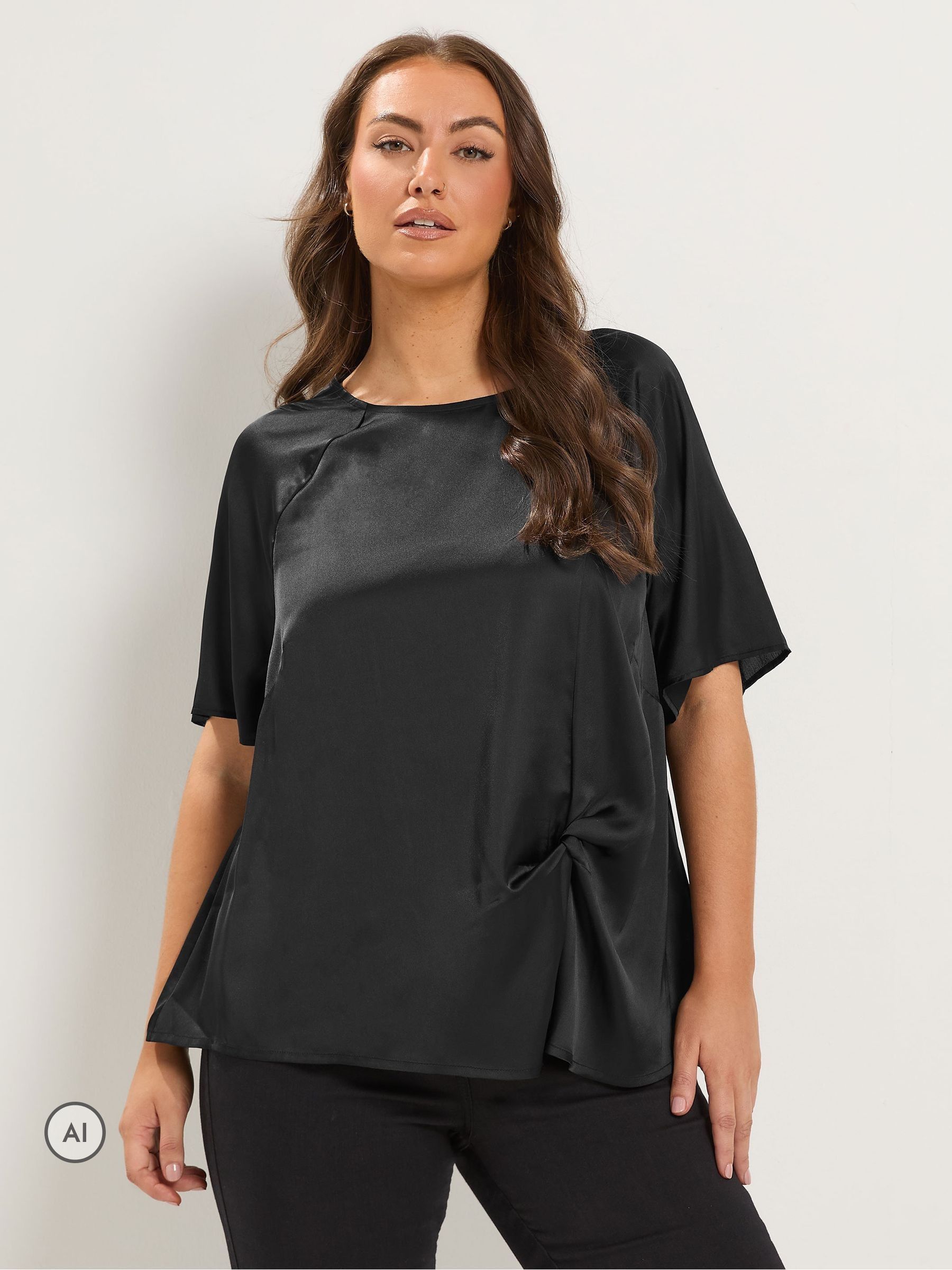 Yours Women's Black Twist Front Blouse In | Size: 30-32 - Image 7