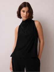 Schwarz - Ro&Zo Velvet Cowl Top - Bild 4 von 5