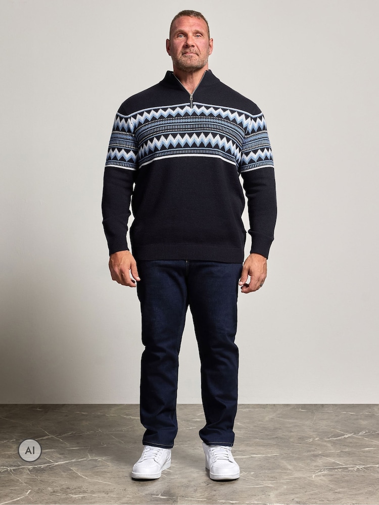 BadRhino Big & Tall Fairisle Kvart Glidelås Genser - Bilde 2 av 6