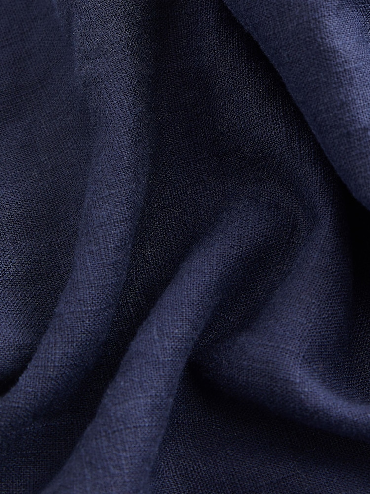 Navy Blue Linen Blend Taper Trousers - Image 6 of 6 Navy Blue Linen Blend Taper Trousers - Image 6 of 6