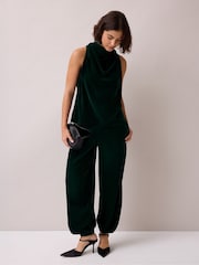 Ro&Zo Green Petite Velvet Balloon Trousers - Image 1 of 5