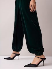 Ro&Zo Green Petite Velvet Balloon Trousers - Image 4 of 5