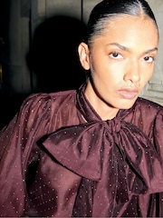 Ro&Zo Red Diamante Bow Detail Blouse - Image 4 of 5