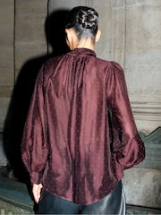 Ro&Zo Red Diamante Bow Detail Blouse - Image 5 of 5