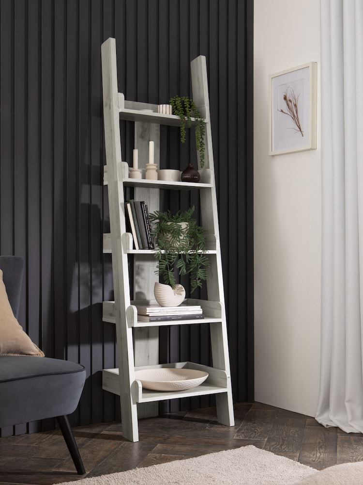 Grey Bronx Oak Effect Ladder Shelf - Image 1 of 6