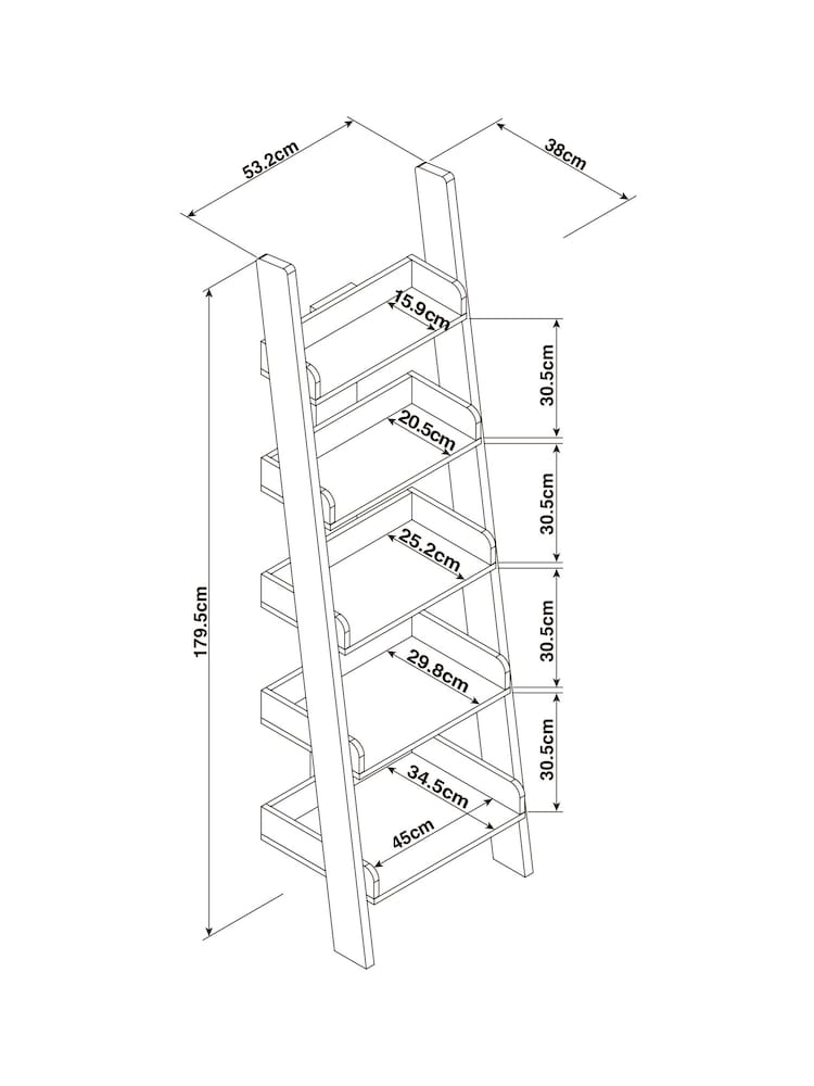 Grey Bronx Oak Effect Ladder Shelf - Image 6 of 6