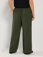 Yours Curve Green Pleated Wide Leg Trousers - Image 3 of 6