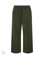 Yours Curve Green Pleated Wide Leg Trousers - Image 5 of 6