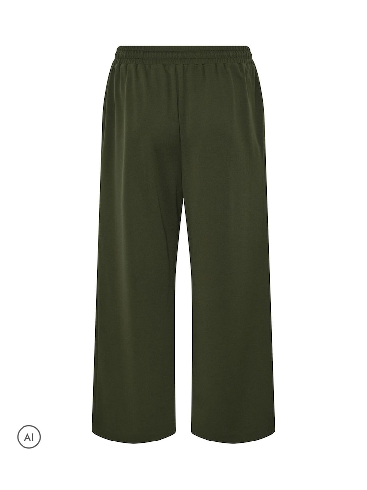 Yours Curve Green Pleated Wide Leg Trousers - Image 6 of 6