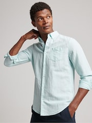 Superdry Blue Cotton Studios Linen Button Down Shirt - Image 1 of 7