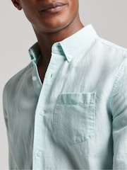 Superdry Blue Cotton Studios Linen Button Down Shirt - Image 4 of 7
