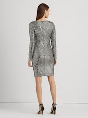 Lauren Ralph Lauren Metallic Twist Front Sequined Cocktail Dress - Image 3 of 5