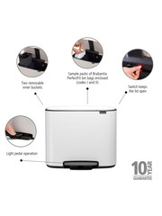 Brabantia White Bo 11 Plus 23L Pedal Bin - Image 5 of 5