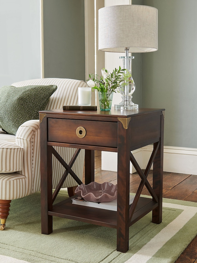Laura Ashley Dark Chestnut Balmoral 1 Drawer Side Table - Image 2 of 5
