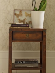Laura Ashley Dark Chestnut Balmoral 1 Drawer Side Table - Image 4 of 5