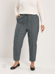 Yours Curve Grey Checked Tapered Trousers - Image 1 of 6