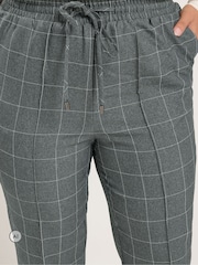Yours Curve Grey Checked Tapered Trousers - Image 4 of 6