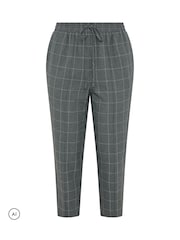 Yours Curve Grey Checked Tapered Trousers - Image 5 of 6