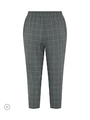 Yours Curve Grey Checked Tapered Trousers - Image 6 of 6