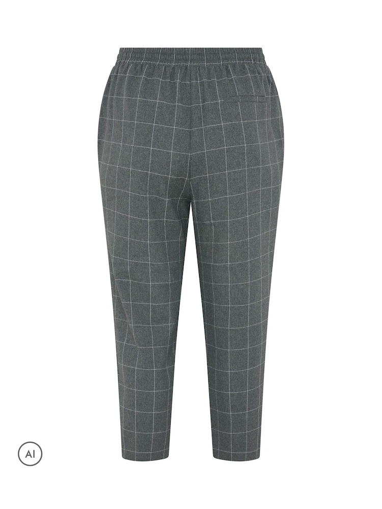 Yours Curve Grey Checked Tapered Trousers - Image 6 of 6