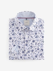 White/Blue Floral Printed Trimmed Shirt - Image 5 of 6