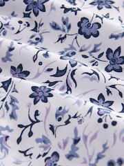 White/Blue Floral Printed Trimmed Shirt - Image 6 of 6