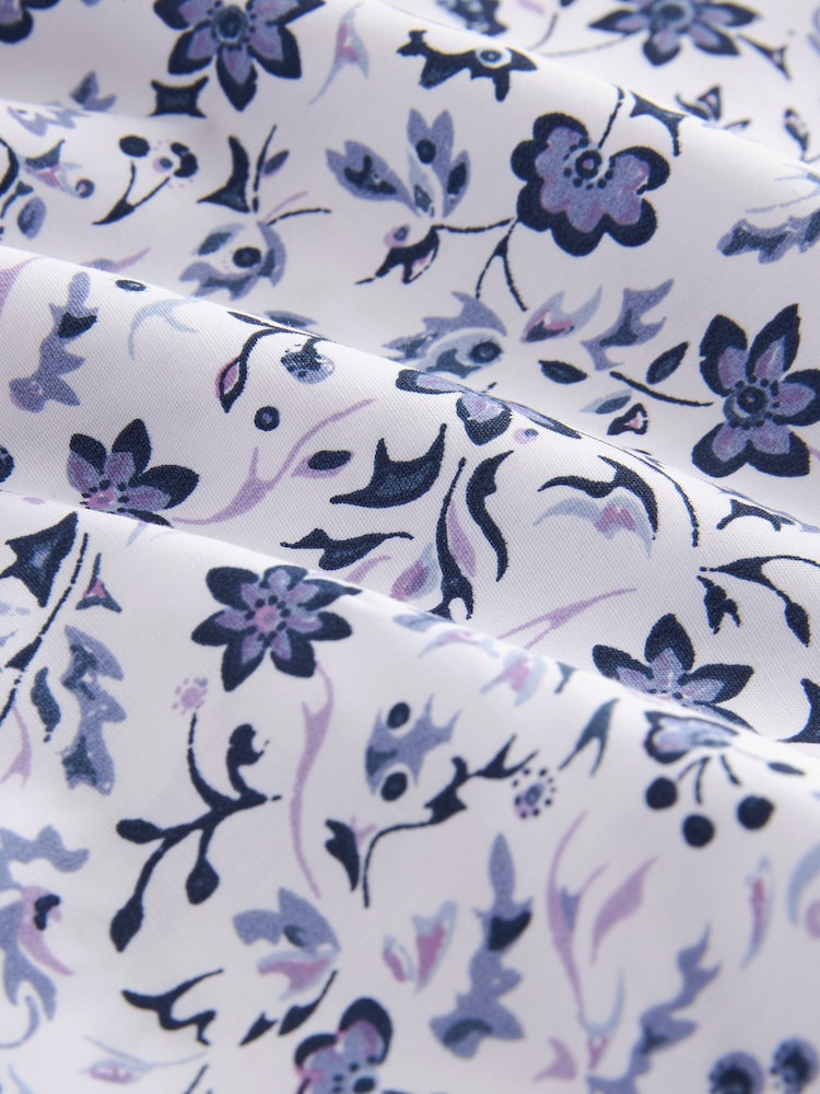 White/Blue Floral Printed Trimmed Shirt - Image 6 of 6