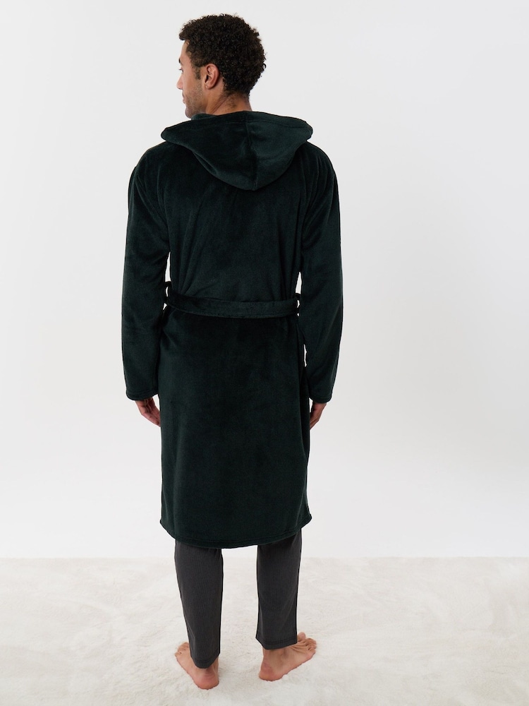 Threadbare Green Hooded Fleece Dressing Gown - Image 2 of 5