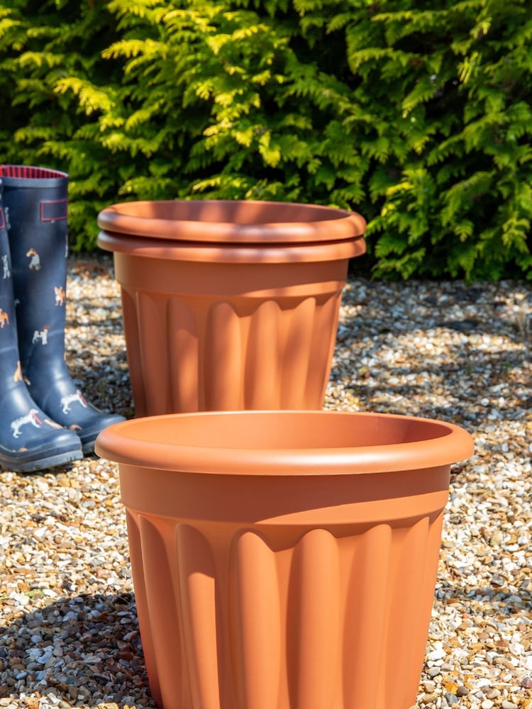 Wham Set of 3 Brown Garden Vista 40cm Plastic Round Planters - Image 1 of 3