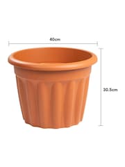Wham Set of 3 Brown Garden Vista 40cm Plastic Round Planters - Image 3 of 3