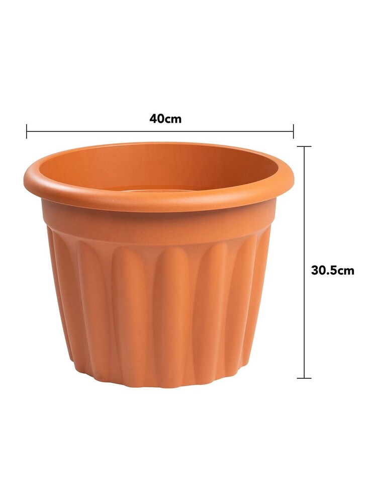 Wham Set of 3 Brown Garden Vista 40cm Plastic Round Planters - Image 3 of 3