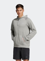 adidas Grey Game and Go Training Small Logo 3-Stripes Hoodie - Image 1 of 6