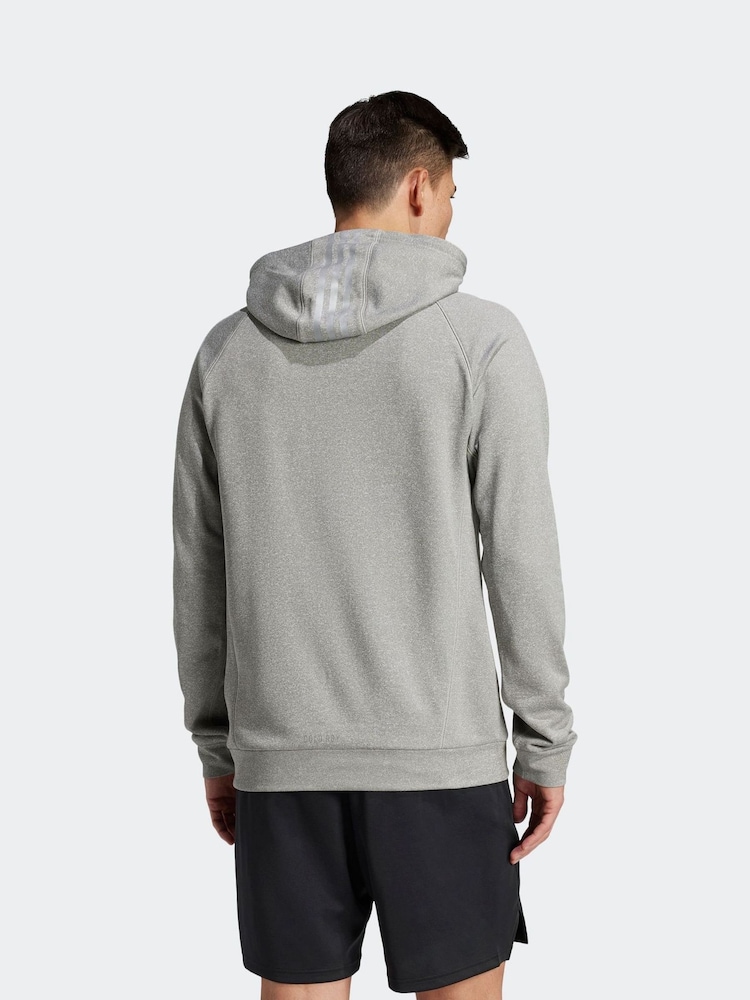 adidas Grey Game and Go Training Small Logo 3-Stripes Hoodie - Image 2 of 6